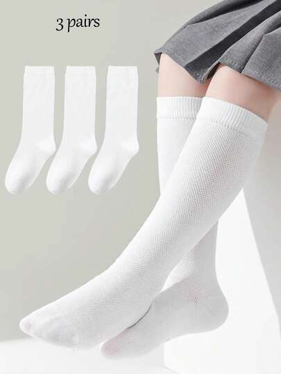 3双装白色网眼短袜，适合2-16岁女孩，轻便透气，运动袜、学生袜、青少年袜