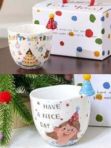 可爱卡通帽子咖啡杯陶瓷水杯情侣杯高品质家用奶茶杯创意陶瓷手柄杯INS风开学礼盒 - 多選 - 查看 29