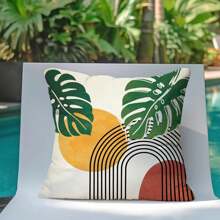 4 pièces Taie d'oreiller de décoration abstraite bohème Fakhrodom Sunset, taie d'oreiller de plante tropicale géométrique bohème pour balcon et terrasse, décoration moderne esthétique de plante de canapé Pas d'oreiller inclus