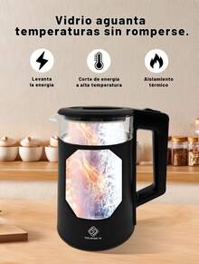 2L Electric Glass Kettle, 2.0L Water Heater,  Stainless Steel Lid And Bottom, Auto Shut-Off And Protection, Fast Heating Tea Kettle - US A Type Plug(110-127V) - View 6