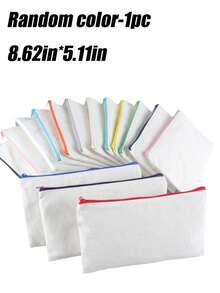 25个混色大容量空白帆布拉链包，化妆包/铅笔盒，大容量铅笔盒，学生文具包，桌面考试文具收纳包，Tralalero Tralala公仔，意大利Brainrot蛋糕装饰，生日装饰 - 白色 - 查看 11