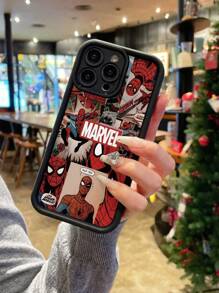 Cartoon Marvel Spiderman weiche Silikon Hülle mit Metallrahmen kompatibel mit iPhone