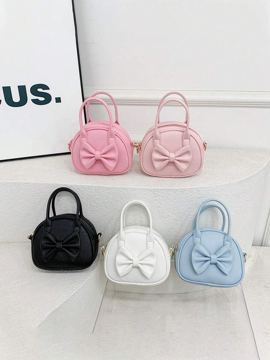 Cute Bow Handbag, Girls PU Shoulder Crossbody Bag, Structured Small Backpack - A - View 1