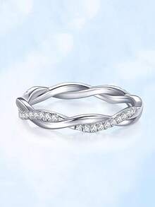 1 PC Elegant S925 Sterling Silver Cubic Zirconia Rings Wedding Jewelry For Women Fine Jewelry Valentine'S Day Gift Engagement Bridal Jewelry - 1# - View 7