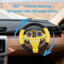 1pc Kids Simulated Driving Controller Spin Tune Interactive Music Steering Wheel Interactive Car Steering Wheel Toy Educational Activity Gift ABS Resin Assorted Colors No Batteries Included Type Rand