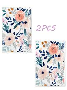 2pcs Floral Pattern Dish Towels For Kitchen, Farmhouse Decoration Hand Towels, Dish Cloths, Tea Towels For Kitchen Dining Room Table