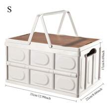 1PC PP Foldable Outdoor Camping Storage Box – Multifunctional Picnic Organizer With Wooden Lid & Carry Handle | Portable Clothes/Garden Gear Trunk | Universal For Car, Patio, Family Outings & Home Use | Beach Essential