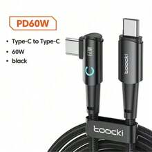 Toocki 90 度弯头 USB C 型数据线 60W 5A 快速充电数据线，适用于 USB C 转 C 型数据线游戏，兼容 16、16 Pro Max、15、15 Plus、15 Pro、15 Pro Max，兼容小米，兼容 OnePlus 90 度直角 - 彩色 - 查看 7