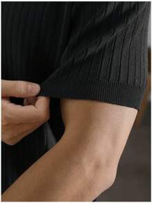 Men's Summer Ribbed Knit Short Sleeve T-Shirt