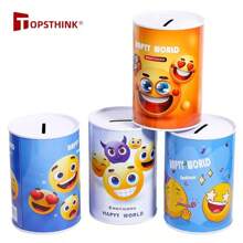 1pc Universal Sealed Coin Bank, (Small 10.5cm, Medium 12.5cm) Cartoon Design Decorative Piggy Bank, (Recommended Medium 12.5cm) For Saving USD, EUR, AUD, GBP, SAR, TMT, EGP, CHF Coins, Small Metal Coin Collection Box