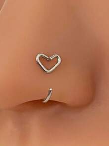 S925 Sterling Silver Nose Studs 14K Hypoallergenic L Shaped Heart Nose Rings For Women Men Nose Piercings Jewelry - Single Nose Stud - View 5