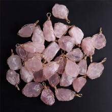 1 pieza Collar con colgante de piedra natural cruda de alta calidad de amatista, citrino, cuarzo rosa. Colgante irregular de cuarzo envuelto en alambre. Collar con energía sanadora para mujer. Regalo de Acción de Gracias