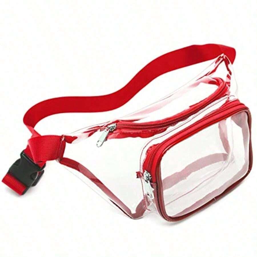 Stadium-Approved Clear Fanny Pack – Adjustable Belt Bag For Concerts & Sports Events | EventGo Series - Red - View 1