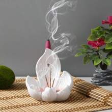 1 Stück Kreativer Lotus Blumen Räucherstäbchenhalter, Lotus Design Kunsthandwerk Diffusor aus Harz, geeignet für Meditation, Raumdekoration, Meditationshilfe, Innen-/Außenbereich Dekoration, ohne Duft, ohne Strom
