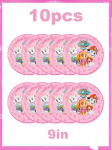 Paw Patrol Paw Patrol Serie rosa-farbenes tägliches Perlen-Thema Einweg-Geschirr für Partydekoration, Party-Event Foto-Dekoration Artikel, Geburtstags-Party und Feiertags-Party Einweg-Geschirr, geeignet für Familientreffen, Verwandten- und Freundetreffen, Gender-Enthüllungs-Party-Events, Halloween, Thanksgiving, Valentinstag, Weihnachten, Schulanfangszeit