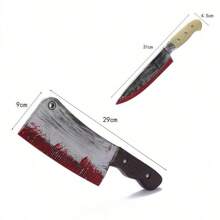 قطعة واحدة من أدوات الدعامة لحفلات الهالوين، سكاكين، أسلحة يدوية مرعبة وملطخة بالدماء، ديكور واقعي لمهرجان الأشباح