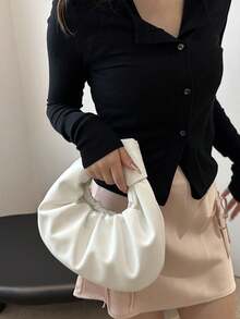 2025 حقيبة منمنمة سحابية مكرمشة للنساء بملمس ناعم، حقيبة تسوق صغيرة ذات تصميم بسيط وطازج للصيف الجديد