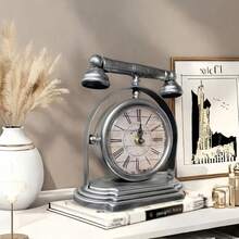 Vintage Iron Art Desk Clock, European Retro Style Desktop Clock Suitable For Bedroom, Living Room, Home Decor, Accurate Timekeeping, Ideal Housewarming Or Wedding Gift - 彩色 - 查看 15