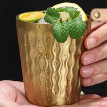 1pc Stainless Steel Double-Layer Insulated Coffee Cup (Gold), Creative Diamond Embossed Pattern, Home Use Coffee Cup Keeps Warm/Cold, Anti-Drop & Easy To Clean - Gold - View 6