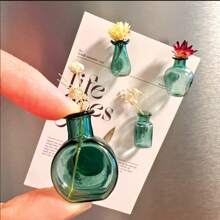 5pcs Mini Glass Vase Fridge Magnets,Mini Vase Ornaments, Home Decoration Pendants, Refrigerator Magnets, Vintage Style Flower And Cat Whisker Holder – Table Decorations Unique Gift For Her, Birthday Graduation,Housewarming, Pet Lover (Not Included Plant)
