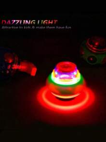 1个趣味LED闪光音乐旋转陀螺，带闪光旋转灯。向上旋转音乐玩具，升级版发光玩具，适合儿童，暗黑派对用品，生日礼物（颜色随机），户外玩具，莲花灯，派对游戏 - 彩色 - 查看 6