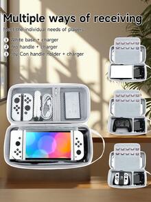 Switch NS/Switch OLED 收纳包，黑/白配色，可装充电器和原装底座，Switch 2 收纳包，Joy-Con 2 控制器包，大容量一体式收纳，包含主机、手柄、游戏卡带、通用提手、旅行便携包、保护装置、防摔、防刮擦、防滑。 - 彩色 - 查看 6