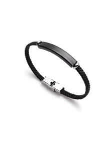 1 pieza Pulsera minimalista de acero inoxidable y trenzado para hombre