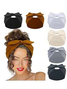 6 Packs Bow Headbands For Women 7'' Extra Wide Head Bands For Women's Hair Non Slip Headwraps Workout Turban Hair Accessories - Multicolor - View 9