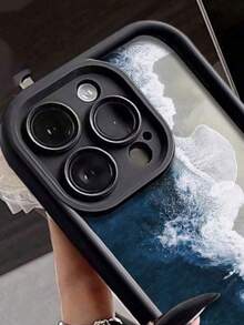 1 件简约创意蓝色海洋图案防震 TPU 手机壳，兼容 17/17Pro/17ProMax/17Air、 7/8/7Plus/8Plus、11/11Pro/11ProMax、X/XR/X MAX/XS、12/12Pro/12ProMax、13/13Pro/13ProMax、14/14Pro/14ProMax/14Plus、15/15Pro/15Plus/15ProMax、16/16e/16Plus/16ProMax/16Pro、S20/S21/S22/S23/S24/S25 Plus Ultra FE 系列，舒适柔软保护套 - 彩色 - 查看 4