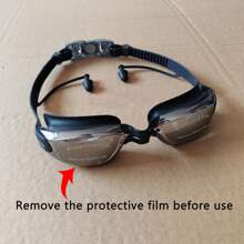 1 pieza, Gafas de natación antivaho y resistentes al agua de alta definición con tapones para los oídos para hombres y mujeres, gafas de natación de marco grande con electrochapado, gafas de natación para hombres y mujeres, equipo de natación - Correas de silicona de ajuste rápido, visión amplia - Perfectas para la piscina, la playa y la diversión del verano