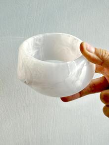 1 件不对称弧形宽厚白色亚克力树脂手链，简约时尚女士珠宝，春季时尚配饰 - 彩色 - 查看 13