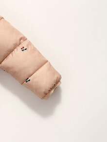 全新樱桃印花夹棉夹克外套，男童女童保暖秋冬上衣，幼儿婴儿夹棉派克大衣外套 - 杏色 - 查看 10