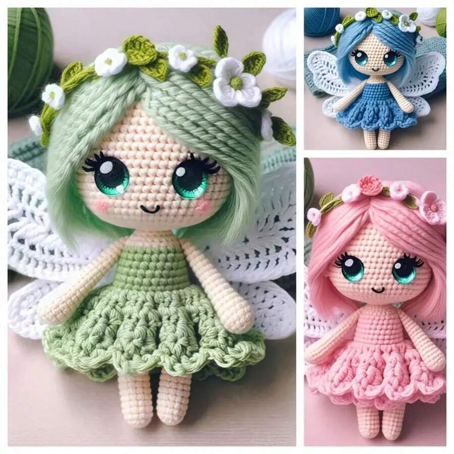 Kit de Principiante de Ganchillo DIY que incluye instrucciones, materiales para el set de artesanía de tejer Hada Mariposa, decoración hecha a mano, acento sanador para el hogar, regalo de creatividad, que incluye gancho y hilo para colgar/adornos, accesorios de color aleatorio, adecuado para cumpleaños, Navidad, Día de San Valentín, Día de la Madre