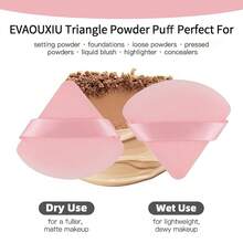 Makeup Sponge 2 Pcs EVAOUXIU Powder Puff Face Powder, Soft Plush Setting Powder Puff, Velour Cosmetic Foundation Blender Sponge Beauty Makeup Tools (Black) - po-2 粉紅色 - 查看 6