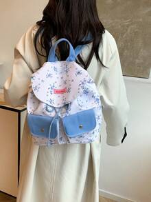 Mochila de lona con gran capacidad, elegante y versátil - Azul - Ver 7
