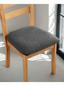 1pc Chair Seat Cover, Jacquard Dining Chair Slipcover, Suitable For Office, Dining Room, Kitchen Chairs, Protect Seat Cushion - Dark Grey - View 6