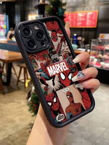 Cartoon Marvel Spiderman weiche Silikon Hülle mit Metallrahmen kompatibel mit iPhone