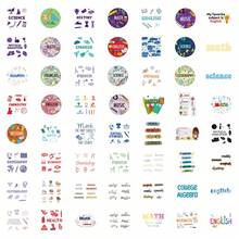 55Pcs School Subject Stickers Vinyl Aesthetics Motivational Stickers Scrapbook, Journaling, Laptop, Bumper, Skateboard, Water Bottles, Computer, Phone, Cartoon, Hard Hat, Car Stickers - Multicolor - View 4