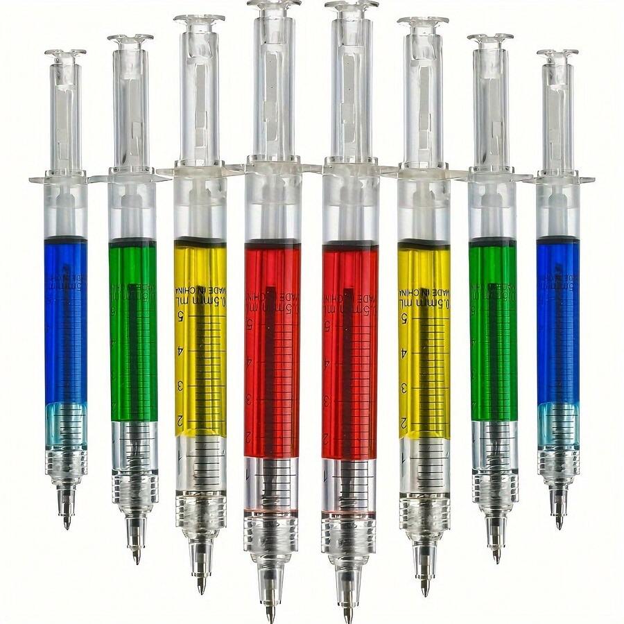 4支/24支装注射器造型护士圆珠笔，独特的护理礼品，办公及学校用品，医生奖励，学生派对礼品 - 精致创意！