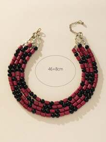 1pc New Design Vintage Baroque Style Multi-Layer Resin Beaded Women Fashion Necklace
