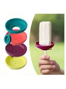 1Pc Silicone Ice Cream Holder Stand Set, Summer Popsicle Holder, Leak-Proof Cone Support With Drip Guard, Portable Ice Pop Mold Tray With Carrying Cases For On-The-Go Snacks - Dishwasher Friendly