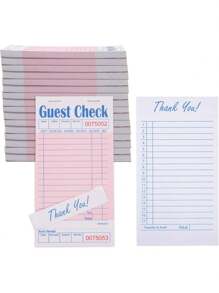 Guest Check Pads EP-3632-1 (20 Pads), Total 1000 Pink Waitress Notepad, Server Order Pads