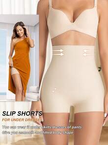 New Fashionable & Comfortable High Waist Shaping Seamless Tummy Control Panties, Butt Lifting Slimming Shorts For Women - Apricot - View 6