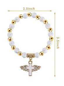 Juegos de 6/12/24 regalos de bautizo, que incluyen 6/12/24 piezas de pulseras con cruz de ángel, 6/12/24 piezas de cajas de regalo de bautizo, 6/12/24 piezas de etiquetas de agradecimiento, 6/12 piezas de bolsas de organza para el bautizo, regalos de bautizo para mujeres y hombres, regalos de fiesta de bodas
