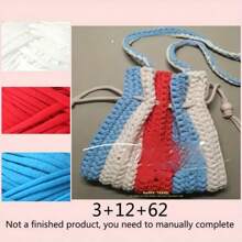 300g/90m 100% Fil de t-shirt en polyester, tissu élastique pour les chemises au crochet, fil de tissage épais fait main, utilisé pour le crochetage de sacs/paniers/tapis, la décoration d'intérieur, les artisanat fait main (les produits de crochet finis doivent être faits à la main)