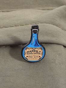 1 Stück blauer Potion Anstecker - "GLÜCKLICH BIS ANS ENDE WAHRE LIEBE" - verspieltes Accessoire für Cosplayer & Renaissance Fairs