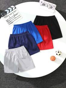 5pcs Boys Sports Shorts, Casual Breathable Running Shorts, Mesh Basketball Shorts, Football Shorts, Suitable For 4-12 Years Old, Summer