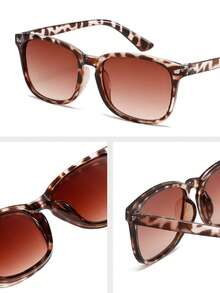 1 件/2 件塑料女士全框豹纹黑色双色 Y2K 经典辣妹风格现代简约风格太阳镜基础款时尚眼镜适合夏季海滩度假外出装