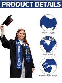 1pc Customized 2025 Graduation Shawl, Personalized Name & Photo Shawl, Premium Graduation Shawl, 6 Color Options, Double Layered Craftsmanship, Long-Lasting Colors, Shine Bright During Graduation Season