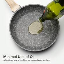 CAROTE Nonstick Frying Pan Skillet,Non Stick Granite Fry Pan Pan Omelet Pans, Stone Cookware Chef's Pan, PFOA,Induction Compatible(Classic Granite, 8-Inch), Family Dinner Supplies, Christmas Party Supplies